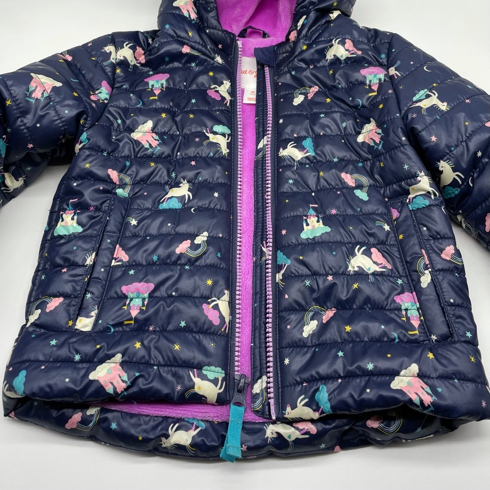 Cat & Jack Unicorn Puffer Coat Toddler Girls 2T